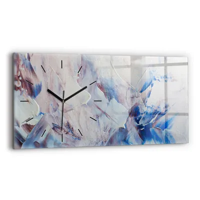 Produktbild von Wallfluent Wanduhr – Stilles Quarzuhrwerk - Uhr Dekoration Wohnzimmer Schlafzimmer Küche - Zifferblatt mit Strichen - schwarze Zeiger - 60x30 cm - Abstraktion der Lackierungstextur