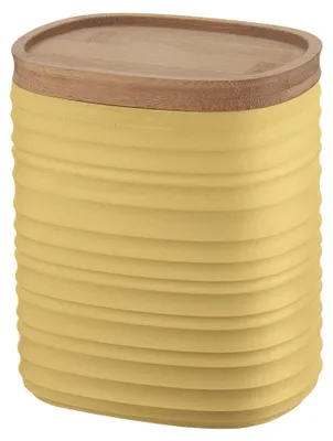 Image de Contenant en bambou avec couvercle - 1000 ml, couleur jaune