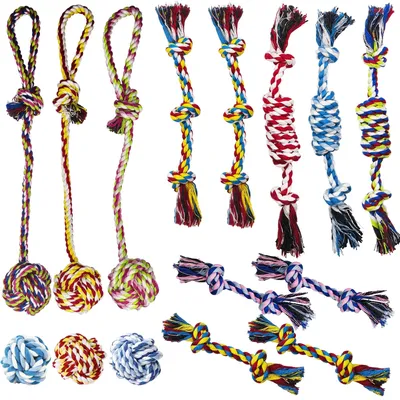 Imagen del producto de Juego de cuerdas de 15 piezas para perros pequeños: interactivo y seguro