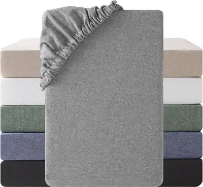 Produktbild von Famanu Spannbettlaken 160 x 200 cm - 100% gewaschenes Baumwolle, atmungsaktiv,
