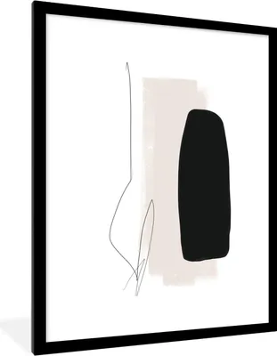 Produktbild von MuchoWow® Gerahmtes Poster Malerei - Linienkunst - Abstrakt 60x80 cm - Poster mit Schwarzem Bilderrahmen Wandposter Rahmen Foto Bilder - Wohnzimmer - Dekorationen - Prämie