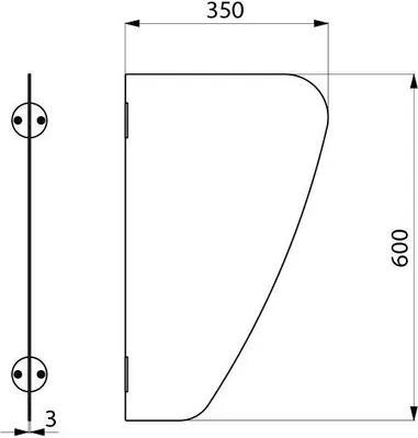 Produktbild von Delabie Urinal-Schamwand AZA Edelstahl 1.4301 satiniert