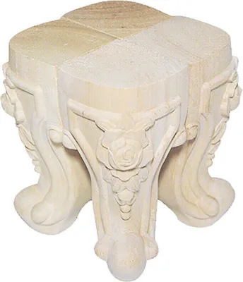 Image de lot de 4 pieds de meuble Pieds d'armoire 10cm blanc Style européen Bois massif Sculpté Pieds de table de remplacement