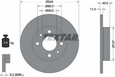 Produktbild von 2x TEXTAR Bremsscheibe 92316003 für ABARTH 500 / 595 / 695 Schrägheck (312_)