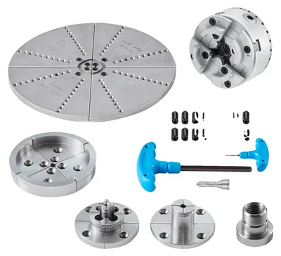 Produktbild von VEVOR KP965 Drehfutter, 4-Backen 9,5 cm Durchmesser, Metall-Drehfutter Drehmaschinenzubehör mit 5 Backensätzen, selbstzentrierendes Werkzeug, für Präzisionsbearbeitung, Schleifmaschinen, Fräsmaschinen