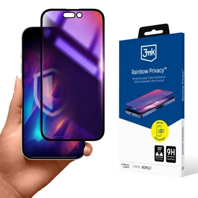 Image de Privaatsusfiltriga kaitseklaas 3MK iPhone 16e Privacy vikerkaar