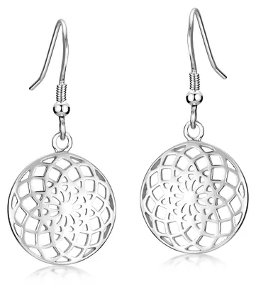 Produktbild von MATERIA Lebensblume Ohrringe Damen Silber 925 - Blume des Lebens Schmuck rhodiniert SO-451-Silber