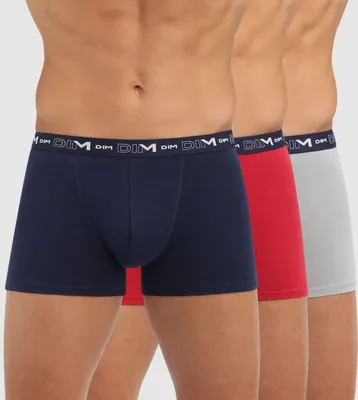Productafbeelding van Dim Boxer, 3-pack, katoenen stretch boxers, blauw/rood/grijs, voor heren
