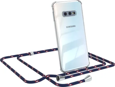 Produktbild von EAZY CASE Handykette kompatibel mit Samsung Galaxy S10e, Handyhülle mit Umhängeband, Handykordel, Schutzhülle Clear, Band in Blau