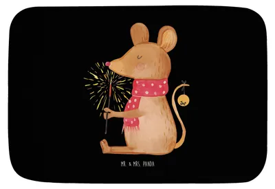 Produktbild von Mr. & Mrs. Panda Badteppich Maus Weihnachten - Schwarz - Geschenk, Badläufer, Weihnachtsmotiv, Badvorleger, Badezimmerteppich, Weihnachtswunder, Frohe, duschmatte