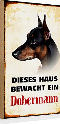 Produktbild von Holzschild Spruch Hund 20x30cm dieses Haus bewacht ein Dobermann