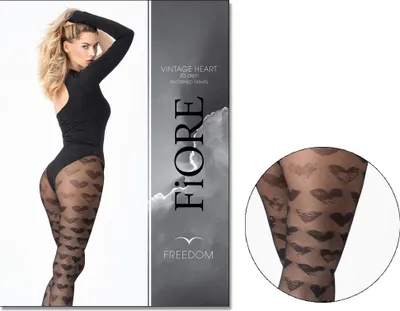 Produktbild von Gemusterte Damenstrumpfhose große Herzen 2 Black