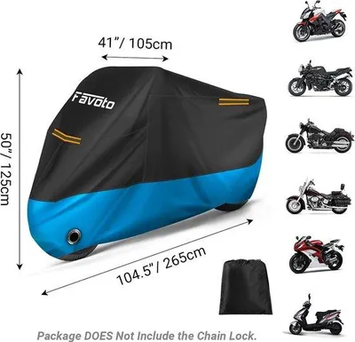 Immagine prodotto di Copertura impermeabile per moto e scooter da riporre all'aperto - 265 cm x 105 cm x 125 cm, copertura in acciaio