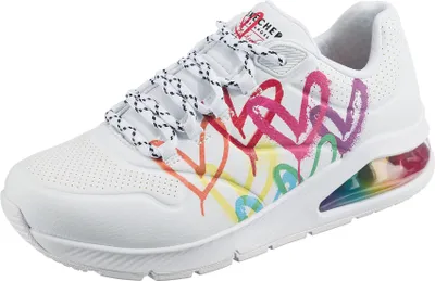 Produktbild von Skechers Damen UNO 2 Floating Love Sneaker, Wht Duraleather Multi Color Heart Pr