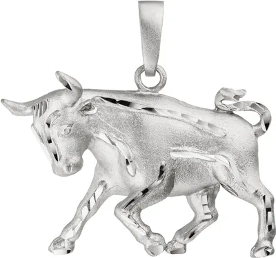 Produktbild von Anhänger Sternzeichen Stier aus 925 Silber, Halsschmuck rhodiniert teilmattiert