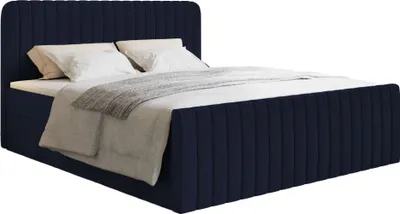 Produktbild von Selsey Saliano - Boxspringbett 160x200 mit Bettkasten, Topper und Samtbezug, Dunkelblau