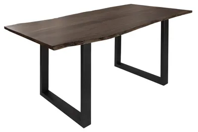 Immagine prodotto di MASSIVMOEBEL24 | FREEFORM 3 Tavolo da pranzo in legno di acacia - laccato grigio /gambe in ferro - antracite mat 160x90x76