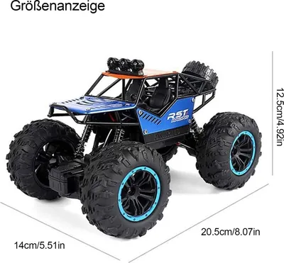 Produktbild von MODFU Ferngesteuerte Autos, Kinder RC Auto – Ferngesteuertes Offroad Fahrzeug, Metall, Stoßdämpfer, Blau, robust & sicher für drinnen & draußen
