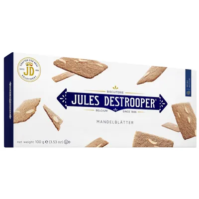 Produktbild von Jules Destrooper Mandelblätter belgische Butterkekse mit Mandeln 100g