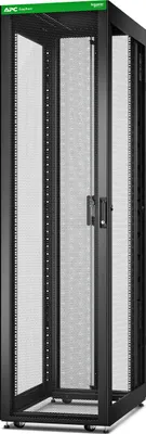 Produktbild von APC Easy Rack 600mm/48HE/1000mm mit Dach, Rollen, Füßen und 4 Halterungen, ohne Seitenteile, Boden, schwarz, Freistehendes Gestell, 48U, Sperrschloss, Verstellbare Füße, Lenkrollen, 85,2 kg