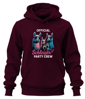 Produktbild von Schlager Party Crew Offiziell Alpaka Lama Prosecco Musik Hoodie Kapuzenpullover, Burgundy, L