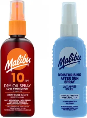 Productafbeelding van Malibu SPF10 zonneolie 100 ml + aftersun spray 100 ml Bruiningsset