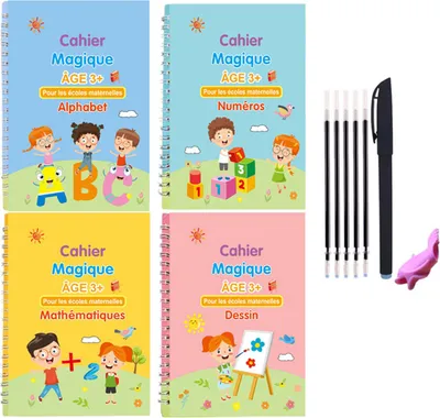 Produktbild von Handschrift-Übungsbuch für Kinder, magisches Schreibheft mit Rillen, wiederverwendbares Schreibübungsbuch, Grundausstattung für den Kindergarten und die Vorschule für Kinder im Alter von 3–8 Jahren