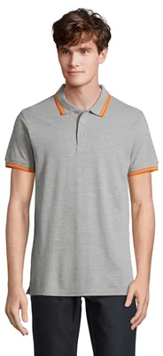 Produktbild von SOLS - "Pasadena" Poloshirt für Herren LT1980 (M) (Grau meliert/Orange)