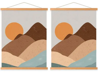 Productafbeelding van Magnetische postersrail, teakhout, 50 cm, set van 2