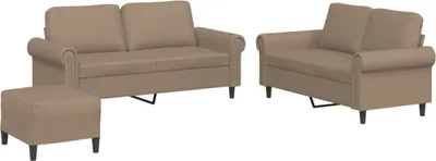 Obrázok produktu pre vidaXL 3-dielna sedacia súprava s vankúšmi Cappuccino-Hnedá Imitácia kože