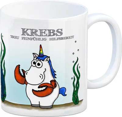 Produktbild von Honeycorns Kaffeebecher mit Sternzeichen Krebs Motiv Tasse Kaffeetasse Becher