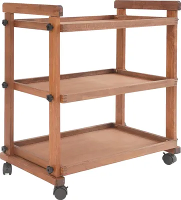 Immagine prodotto di Carrello multiuso, tre livelli, design robusto in legno, marrone