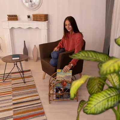 Produktbild von Rattan-Zeitungsständer - 2 Fächer, natürlicher Charme
