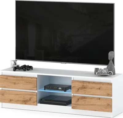 Zdjęcie produktu dla Szafka Rtv Do Sypialni Salonu 138Cm Stolik Pojemny Nowoczesny Biały Wotan