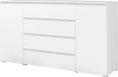 Produktbild von Große klassische Kommode mit traditionellen Türen zum Öffnen, Kommode, Wohnzimmer, Schlafzimmer, Kinderzimmer, Jugendzimmer (Weiß) M6