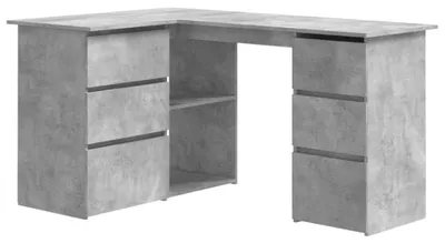 Productafbeelding van Hoekbureau Betongrijs - 145x100x76 cm - Met 4 Laden en Opbergruimte