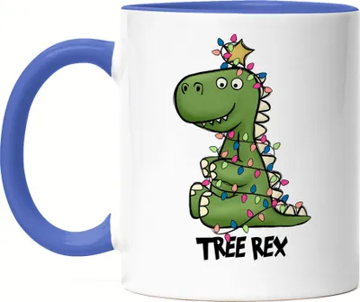 Produktbild von Tree-Rex Tasse Blau Geschenkidee T-Rex-Fans Süßes Motiv für Weihnachten für Dinosaurier-Fans Kinder