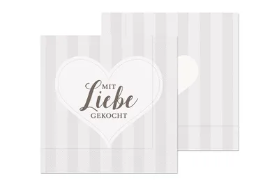 Produktbild von 20 Servietten Mit Liebe GG - Kochen mit Herz 33x33cm