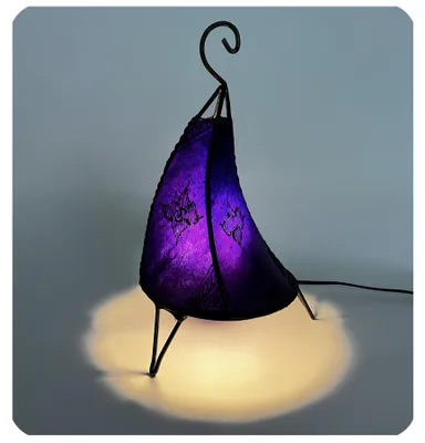 Immagine prodotto di Lampada orientale Lampada Henna Lampada in pelle marocchina Lampada da tavolo Lampada da terra Henna Tissir Orient 35-38 cm, viola
