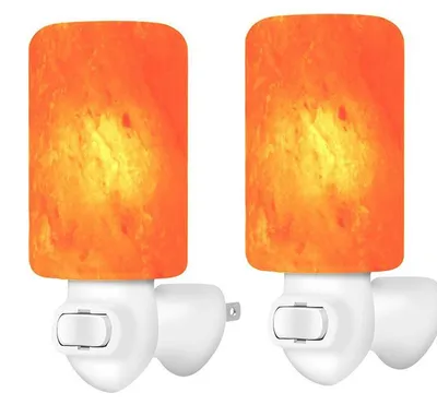 Produktbild von Salzkristalllampe 2er Set Steckdose, Salzlampe Nachtlicht 360° drehbar, warmweißes LED Nachtlicht für Schlafzimmer & Badezimmer