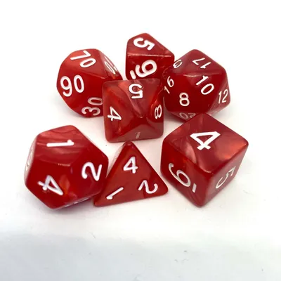 Productafbeelding van Dobbelsteen set Pearl: Rood/Wit (7)