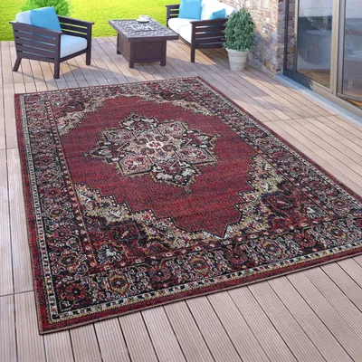 Produktbild von Outdoor-Teppich Für Balkon, Kurzflor Mit Orient-Design, versch. Farben u. Größen Grösse 80x150 cm