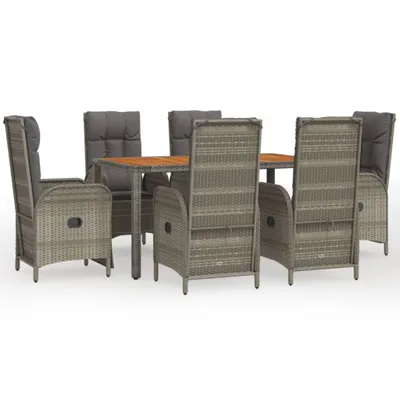Produktbild von vidaXL 7-tlg. Garten-Essgruppe mit Kissen Grau Poly Rattan