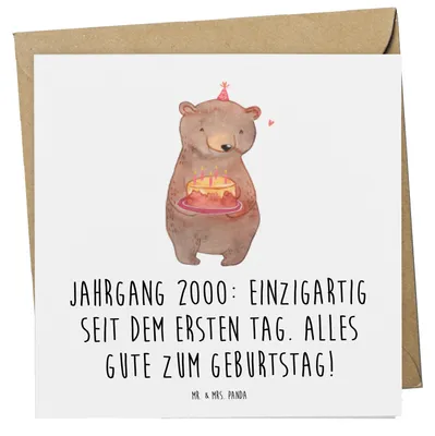 Produktbild von Mr. & Mrs. Panda Glückwunschkarte 2000 Geburtstag - Weiß - Geschenk, faltkarte, Klappkarte, Geburtstagsgeschenke, Grußkarte, Geburtstagsgeschenk, doppelkarte, anlasskarte