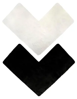 Produktbild von Eckige Duschmatte, ideal für eckige Duschkabinen. Flauschig, rutschfest und waschbar. Trocknergeeignet. Badematte mit Eckausschnitt 50 x 100 x 100 cm (Schwarz)