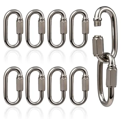 10x M6 Karabinerhaken Edelstahl 304, Schwerlast, Federklappverschluss