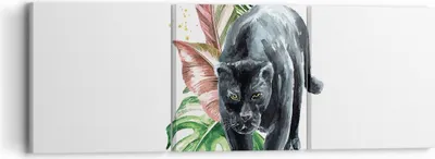 Produktbild von Bild auf Leinwand - Leinwandbild - 3 Teile - Schwarz Panther Blätter - 90x30cm - Wand Bild - Wanddeko - Wandbilder - Leinwanddruck - Bilder - Wanddekoration - Leinwand bilder - Wandbild - CA90x30-4813