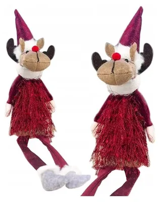 Immagine prodotto di Renna di Natale seduta 37 cm con peluche e sabbia, peso 82 g