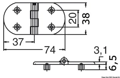 Obrázek produktu pro Závěs, litý AISI316 74x38 mm , 1 kus