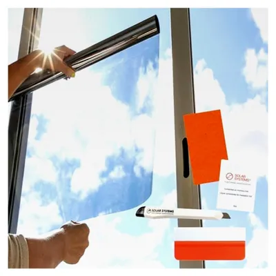 Produktbild von Fensterfolie für Wärmeisolierung mit Montagekit - Anti-UV Solarfolie für Innen und Außen - Silberne Spiegelfolie Selbstklebend - Hält die Wärme im Gebäude (100 x 300 cm)